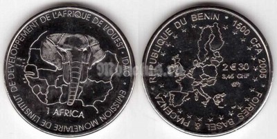 монета Бенин 1 африка 2005 год