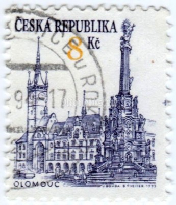 марка Чехия 8 крон "Olomouc (UNESCO World heritage site)" 1993 год гашение