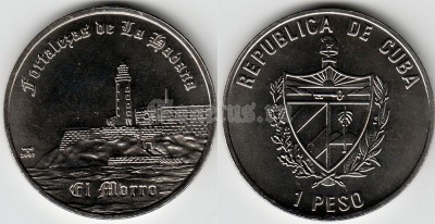 монета Куба 1 песо 2007 год Крепость Ель Морро в Гаване