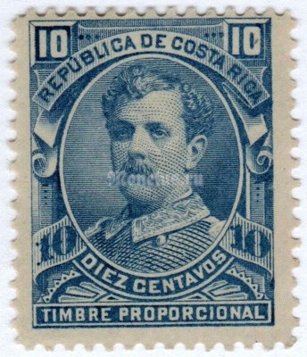 марка Коста-Рика 10 сантим "Ramón Bernardo Soto Alfaro (1854-1931)" 1912 год 