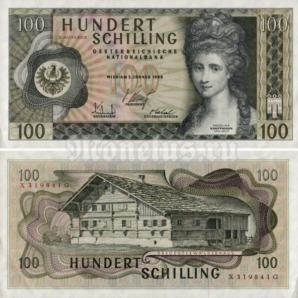 банкнота Австрия 100 шиллингов 1969 (1970) год