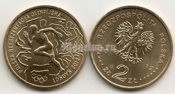 монета Польша 2 злотых 2012 год Польша на летних Олимпийских играх 2012