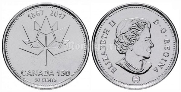 монета Канада 50 центов 2017 год - 150 лет Конфедерации