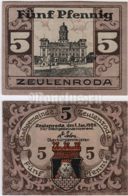 Нотгельд Германия 5 пфеннигов 1920 год - Zeulenroda