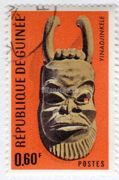 марка Гвинея 0,60 франка "Yinadjinkele mask*" 1967 год Гашение