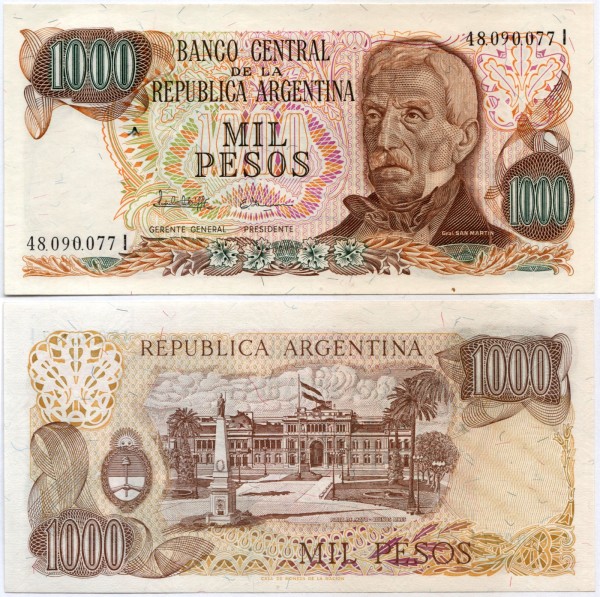 бона Аргентина 1000 песо 1976-1983 год