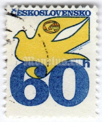 марка Чехословакия 60 геллер "Carrier pigeon" 1974 год Гашение