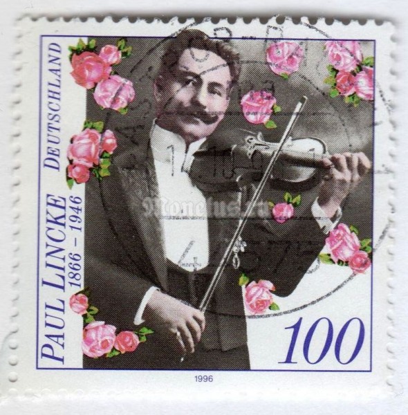 марка ФРГ 100 пфенниг "Paul Lincke (1866-1946)" 1996 год Гашение