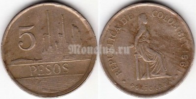 монета Колумбия 5 песо 1981 год