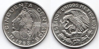 монета Мексика 50 сентаво 1968 год