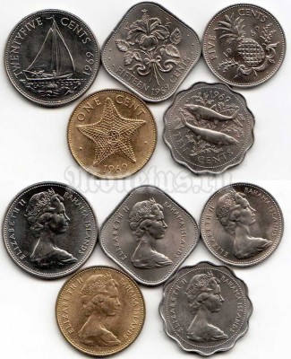 Багамы набор из 5-ти монет 1969 год