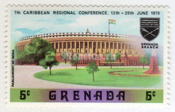 марка Гренада 5 центов "Indian parliament" 1970 год