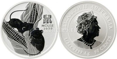монета Австралия 50 центов 2020 год Крысы PROOF, серебро