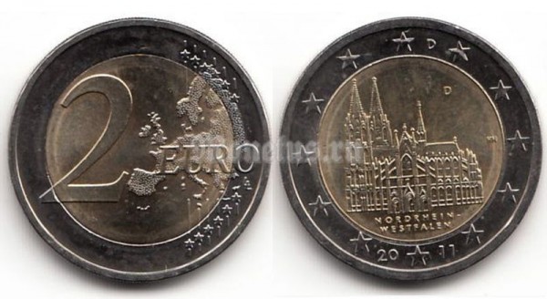 монета Германия 2 евро 2011 год