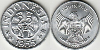 Монета Индонезия 25 сен 1955 год