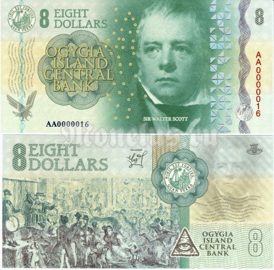 Остров Огигия 8 долларов 2019 год - Вальтер Скотт
