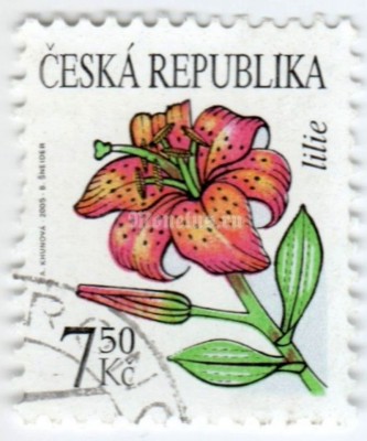 марка Чехия 7,50 крон "Flowers: Lily" 2005 год гашение