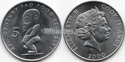 Острова Кука 5 центов 2000 год