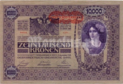 банкнота Австрия 10 000 крон 1919 (1918) год