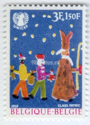 марка Бельгия 3+1,50 франка "Children's drawings" 1969 год