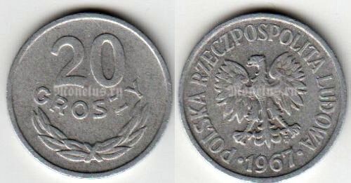 монета Польша 20 грош 1967 год
