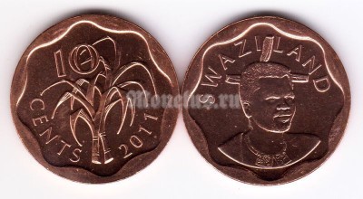 монета Свазиленд 10 центов 2011 год