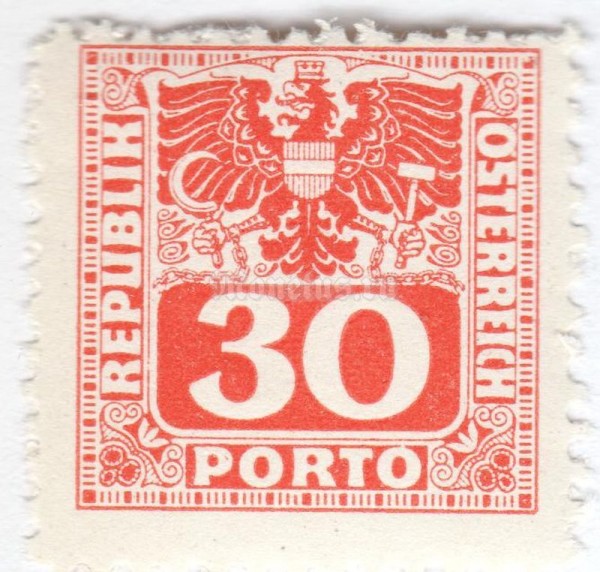 марка Австрия 30 рейхспфенинг "Coat of arms & digit" 1945 год