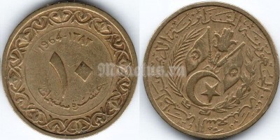 монета Алжир 10 сантимов 1964 год 