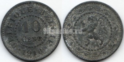 монета Бельгия 10 сантимов 1916 год