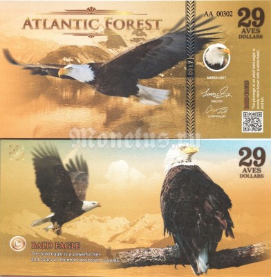 бона Атлантический лес 29 долларов 2017 год Белоголовый орлан