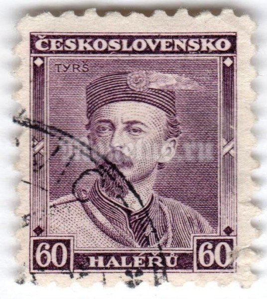 марка Чехословакия 60 геллер "Miroslav Tyrš" 1933 год Гашение