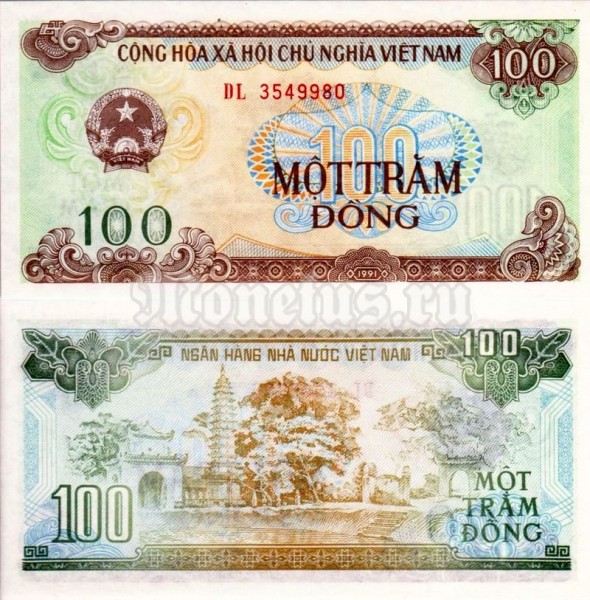 банкнота Вьетнам 100 донгов 1991 год