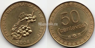 монета Восточный Тимор 50 сентаво 2004 год