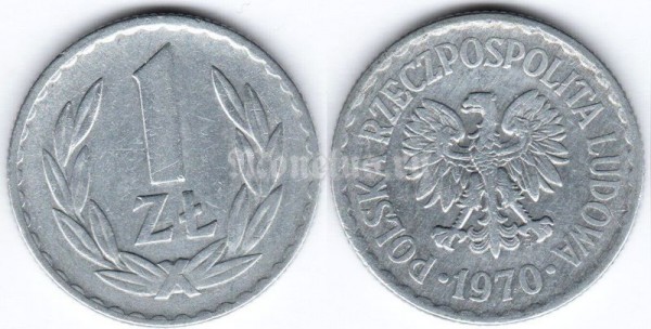 монета Польша 1 злотый 1970 год