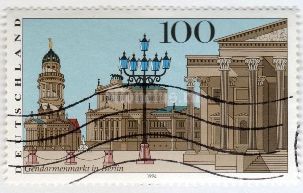 марка ФРГ 100 пфенниг "Gendarmenmarkt Berlin" 1996 год Гашение