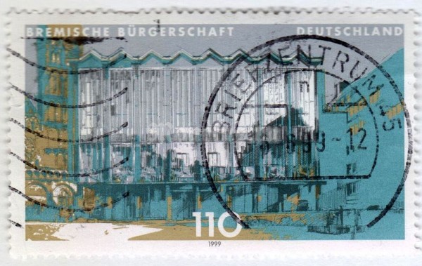 марка ФРГ 110 пфенниг "State diet of Bremen" 1999 год Гашение