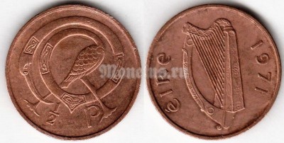 монета Ирландия ½ пенни 1971 год
