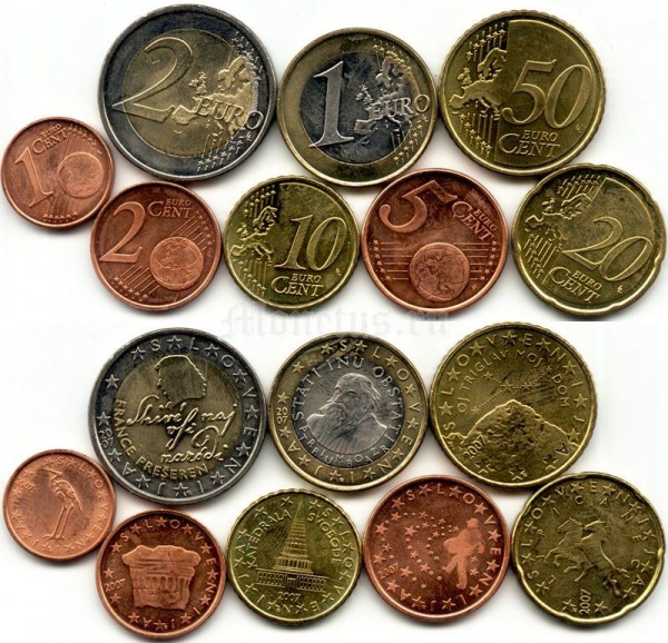 ЕВРО набор из 8-ми монет Словения