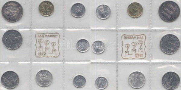 Сан Марино набор из 8-ми монет 1972 год