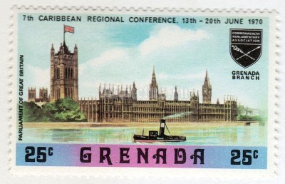 марка Гренада 25 центов "British Parliament" 1970 год