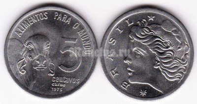 монета Бразилия 5 сентаво 1975 год FAO
