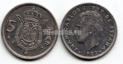 Монета Испания 5 песет 1982 год