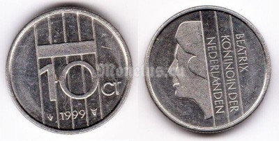 монета Нидерланды 10 центов 1999 год