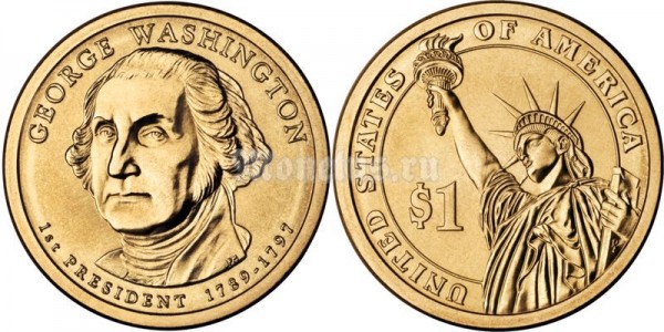 Монета 1 доллар 2007 год Джордж Вашингтон 1-й президент США