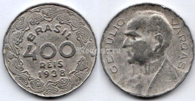 монета Бразилия 400 рейс 1938 год - Жетулиу Дорнелис Варгас
