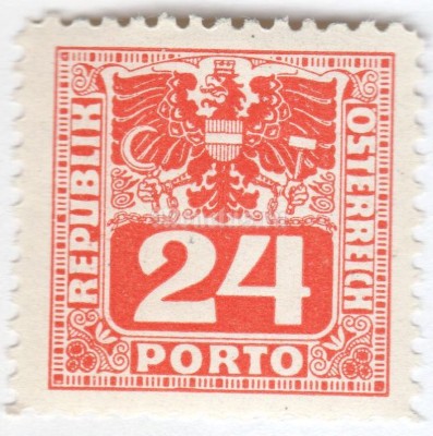 марка Австрия 24 рейхспфенинг "Coat of arms & digit" 1945 год