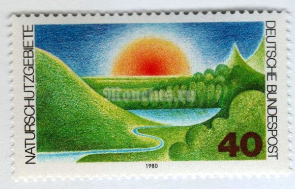 марка ФРГ 40 пфенниг "Protected nature" 1980 год