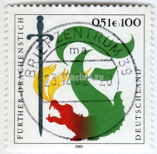 марка ФРГ 100 пфенниг "Traditions" 2001 год Гашение