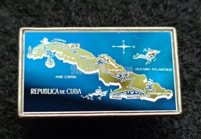Значок Куба Cuba карта туризм, ситалл зеркальный стекло