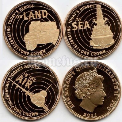Тристан да Кунья набор из 3-х монет 1 крона 2011 год Герои стихий